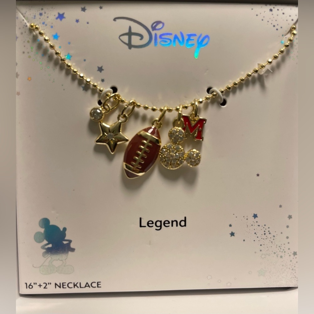 Disney Necklace,Mickey Mouse necklace,Disney Gold and Red Charm Necklace - Picture 6 of 8